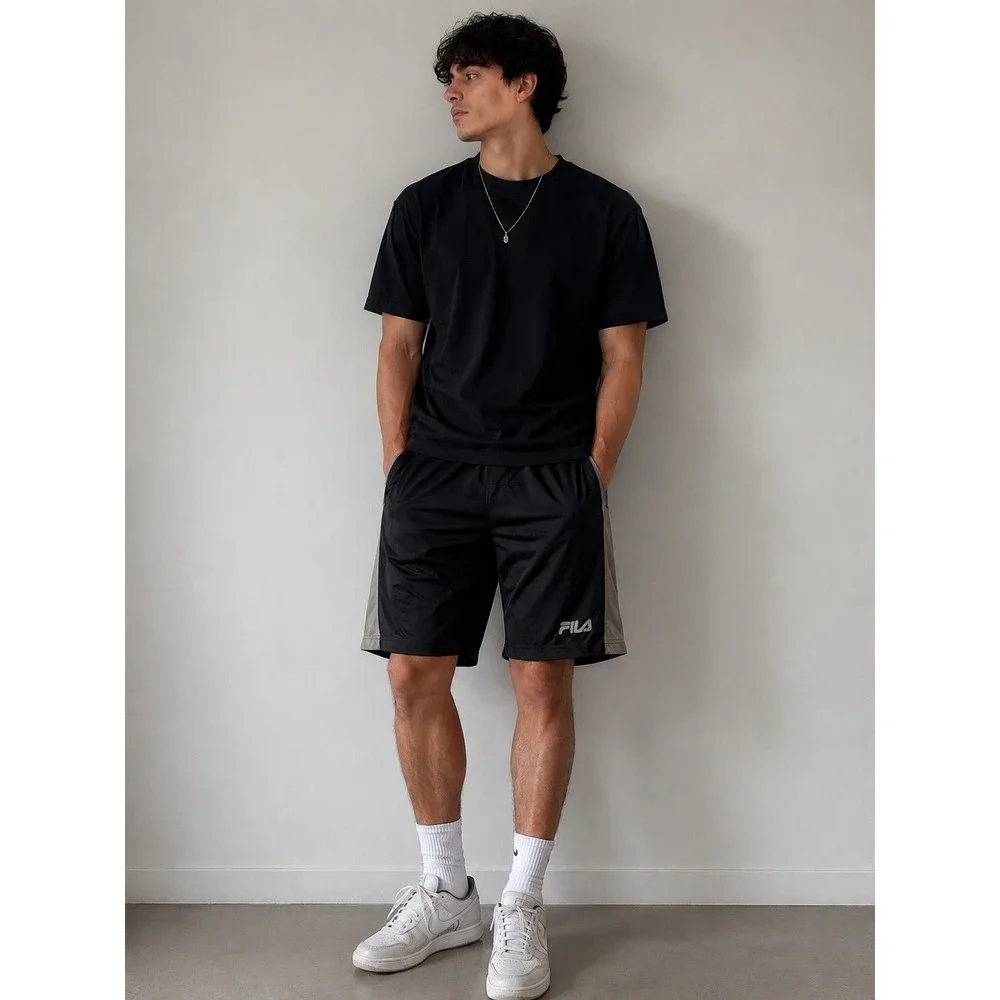 Fila Men's Micromesh Athletic Shorts Small Black Gray Performance NWT MSRP $35